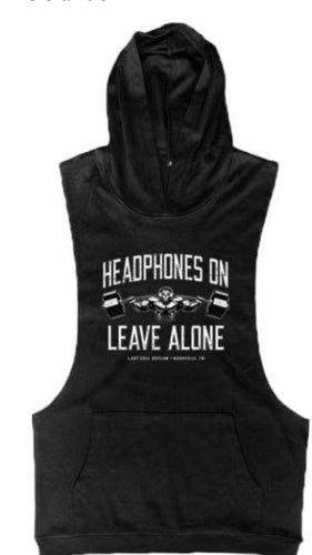 Headphones On Sleeveless Hoodie